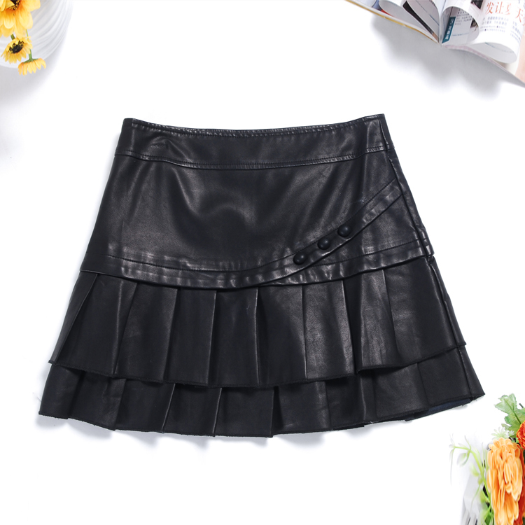 2012 PU water washed leather loose elastic elegant bust skirt casual skirt step