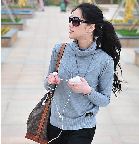 2012 pullover sweater female basic shirt turtleneck artificial wool , genuine wool long-sleeve all-match spring and autumn