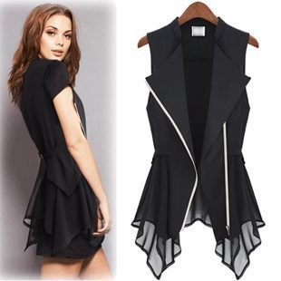 2012 punk style elegant slim waist all-match comfortable gentlewomen vest black white