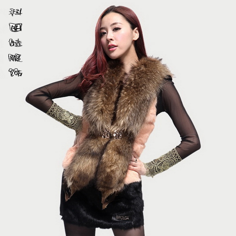 2012 quality fur vest design short fox fur vest the whole fox fur full rabbit fur vest