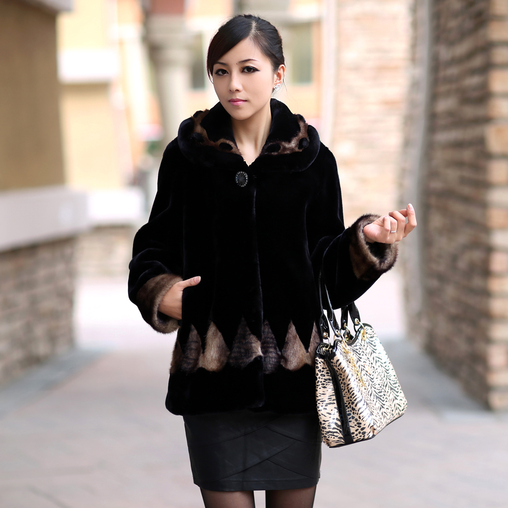 2012 quinquagenarian winter quality imitation mink marten velvet fur overcoat middle-age women fur coat