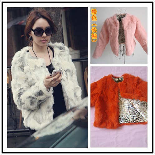 2012 rabbit fur coat short design 2011 overcoat female medium-long leopard print