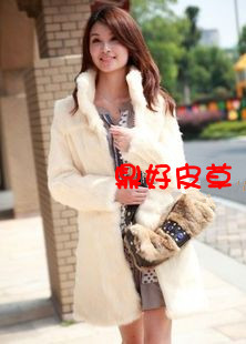 2012 rabbit fur stand collar long sleeve length stand collar fur coat fur overcoat fur