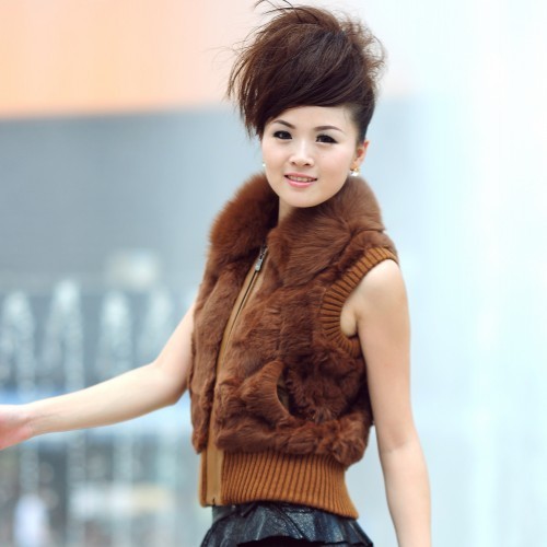 2012 rabbit fur vest women's fur vest outerwear fox