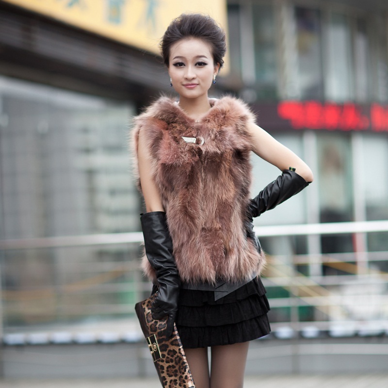 2012 raccoon fur coat vest short design female