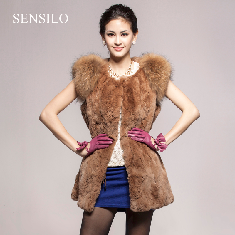 2012 raccoon fur rex rabbit fur coat rabbit velvet female medium-long sleeveless slim fur vest hot selling christmas gift