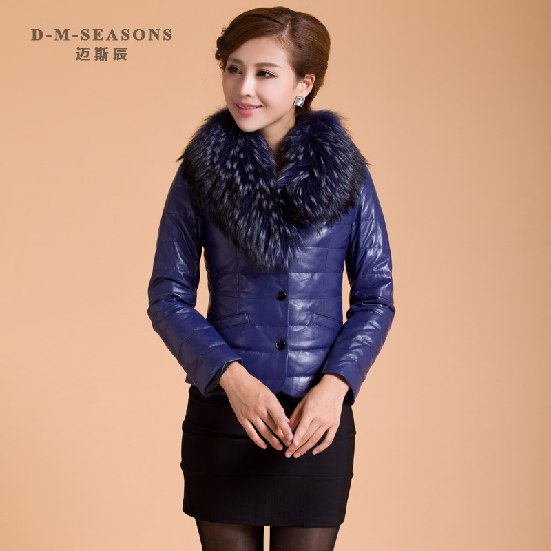 2012 raccoon fur women's short design genuine leather down coat sheepskin leather clothing outerwear