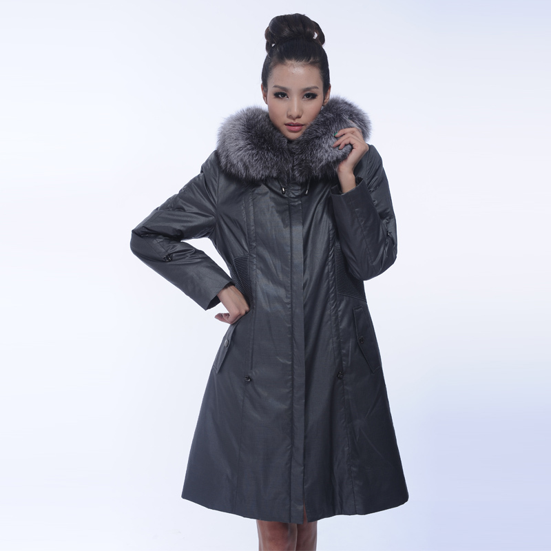 2012 rex rabbit fashion women's nick coat fox fur long design slim overcoat