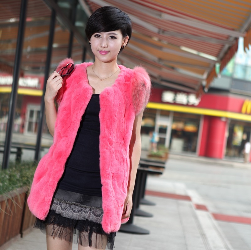 2012 rex rabbit hair raccoon fur medium-long vest hot-selling