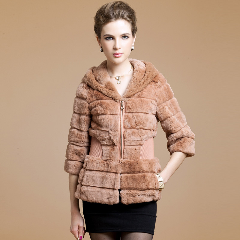 2012 rex rabbit slim with a hood fur coat fur coat sy8551