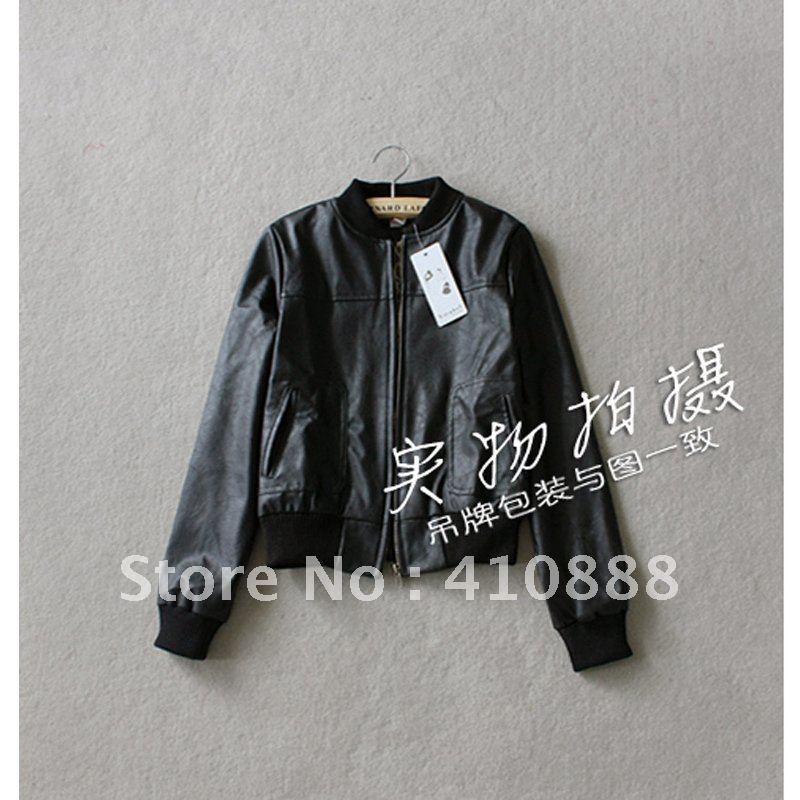 2012 rivet motorcycle jacket short design slim small leather clothing women outerwear slim short jacket female