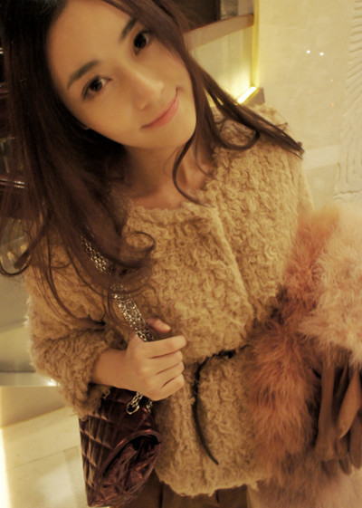 2012 roll lamb wool short design three quarter sleeve outerwear