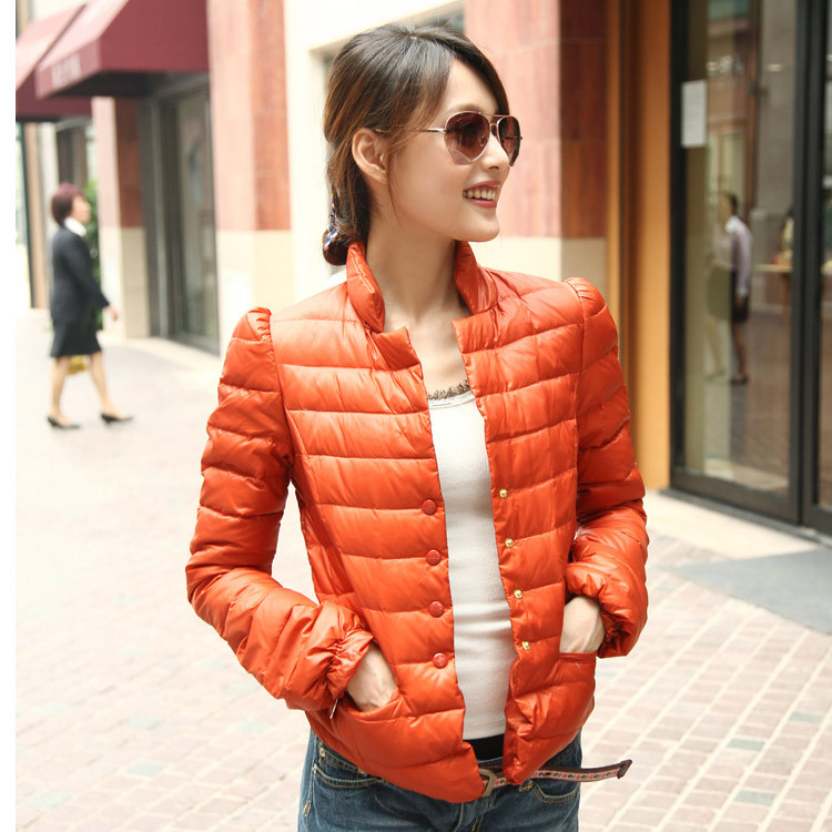 2012 royal vintage stand collar slim puff thin short design down coat female