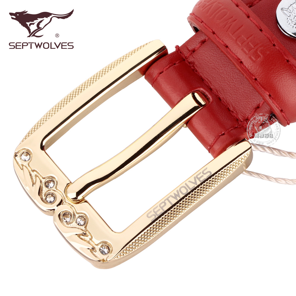 2012 SEPTWOLVES women's genuine leather belt pin buckle strap cowhide belt red