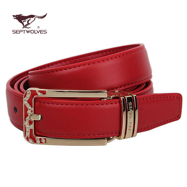 2012 SEPTWOLVES women's strap genuine leather thin belt fashion red spring z