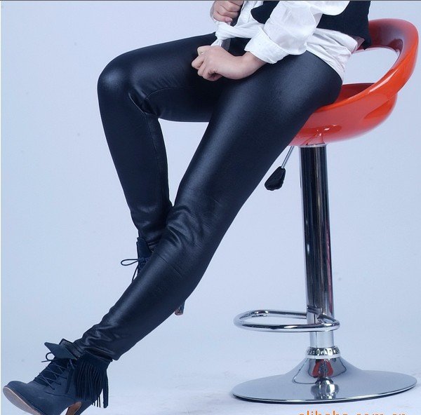 2012 Sexy Thick Warm Leather Tights Leggings,Ladies Slim Legging Pants With Flocking,Free Shipping