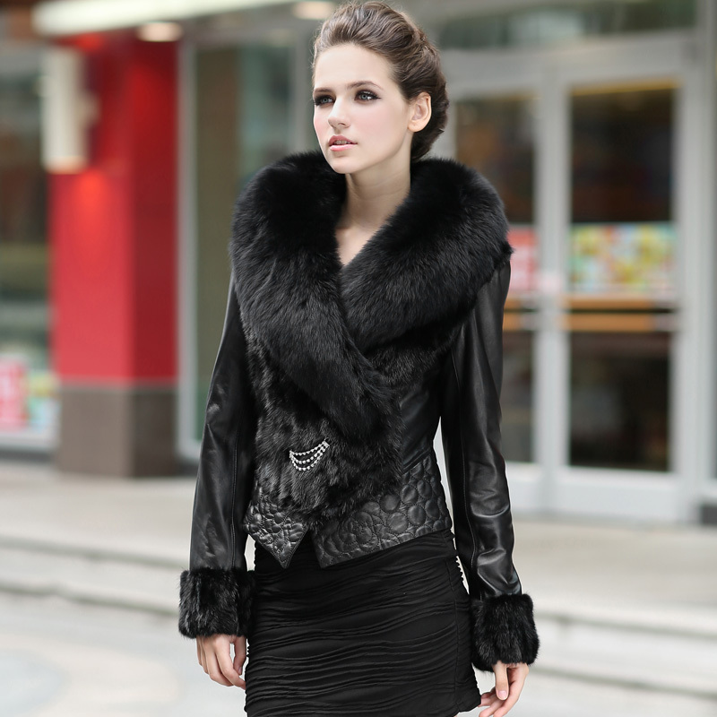 2012 sheepskin mink hair fox outerwear slim fox fur outerwear sy6665