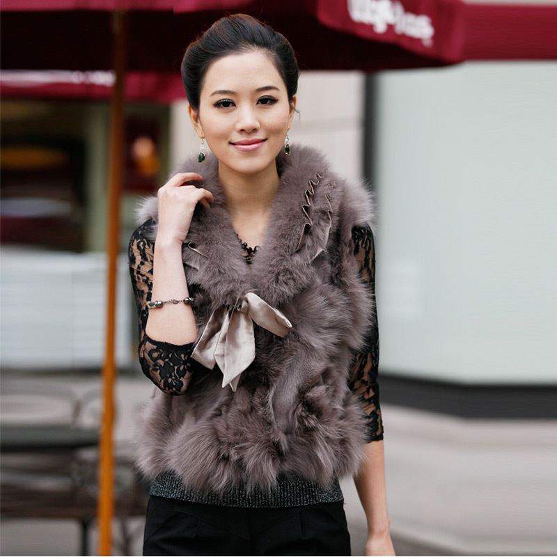 2012 short design fox fur vest outerwear 8201