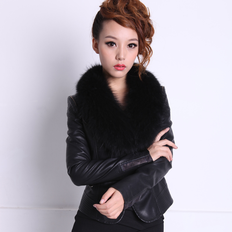 2012 short design slim PU clothing women's fashion plus cotton raccoon fur coat