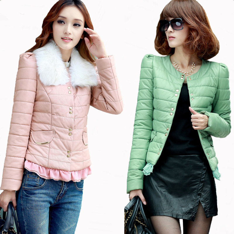 2012 short design wadded jacket female lace decoration fur collar cotton-padded jacket small cotton-padded jacket