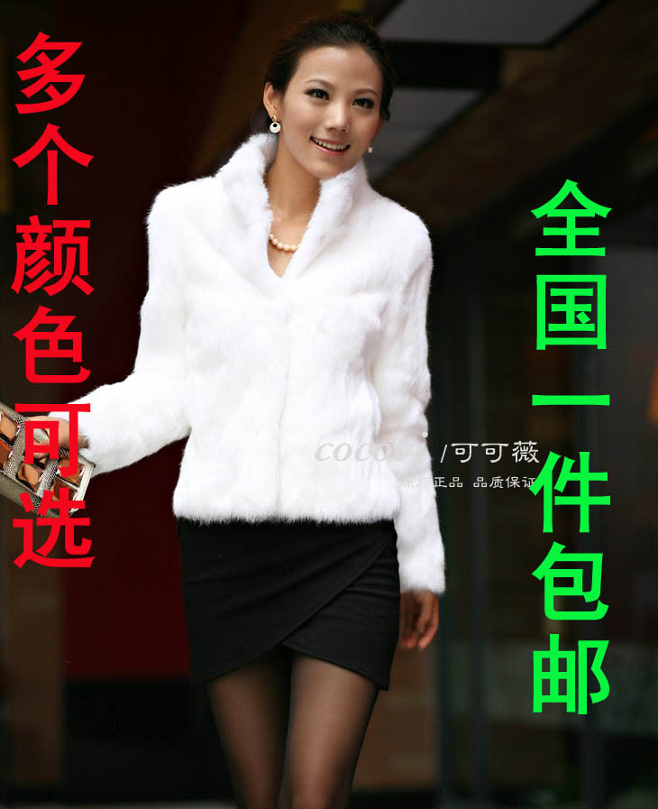 2012 short fur coat rex rabbit hair fur women stand collar overcoat