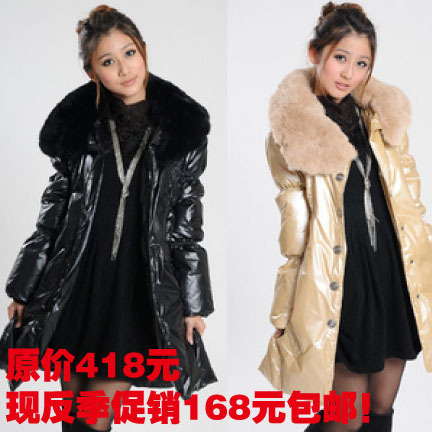 2012 short in size winter down coat female medium-long rabbit fur plus size