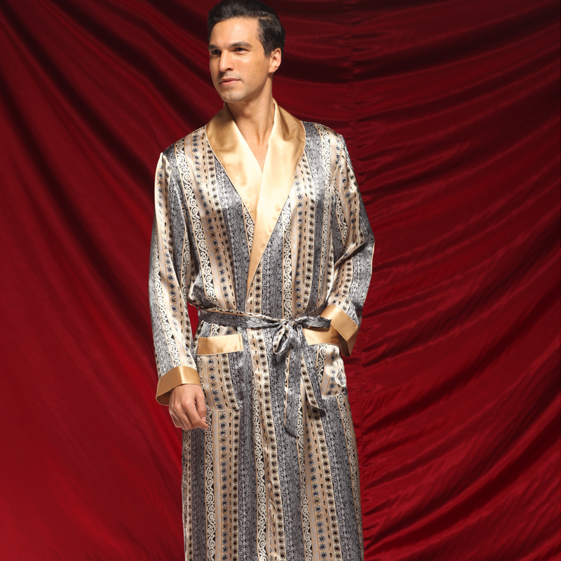 2012 silk robe male mulberry silk sleepwear autumn long-sleeve lounge d5018