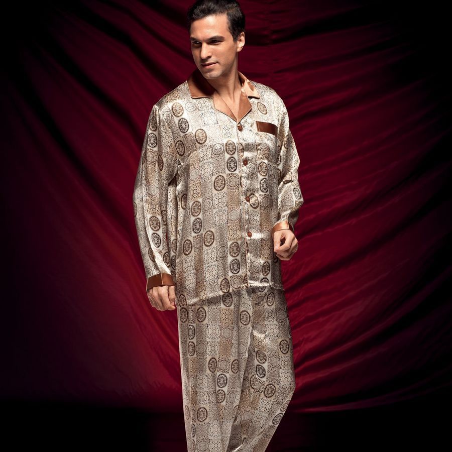 2012 silk sleepwear twinset mulberry silk long-sleeve lounge male a5019 free shipping