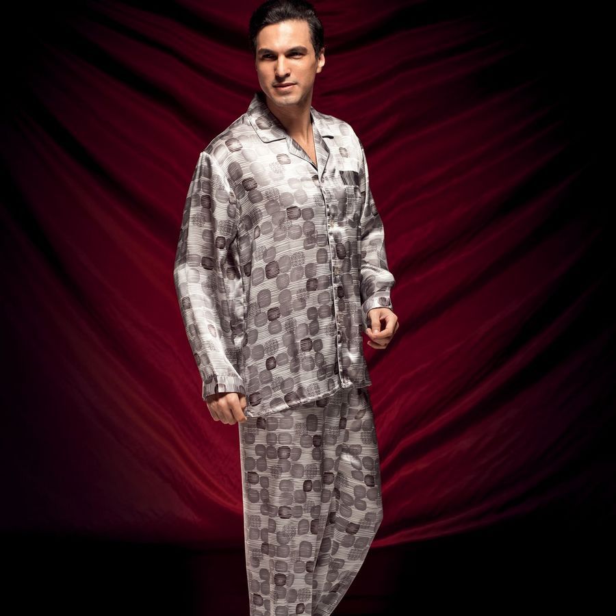 2012 silk sleepwear twinset mulberry silk long-sleeve male a5001b LLADRO