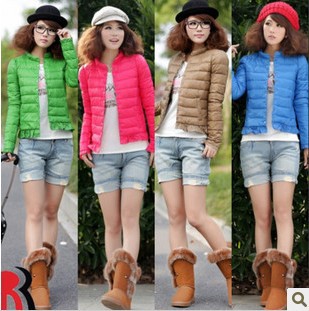 2012 single breasted thin short design down coat women outerwear