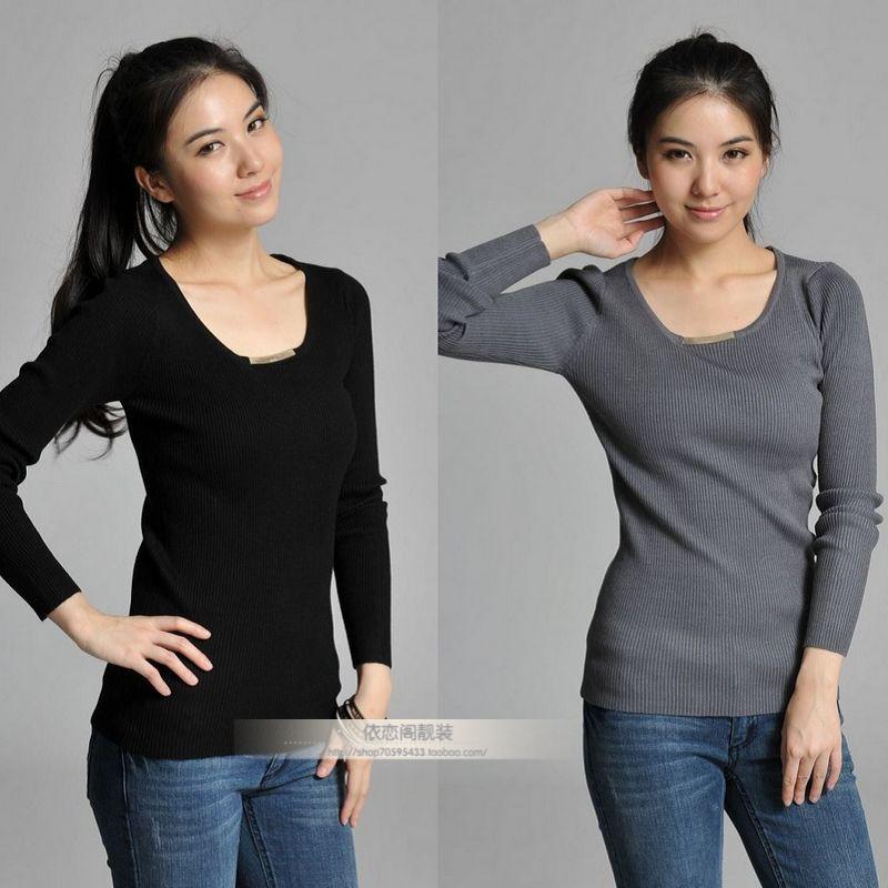 2012 slim all-match basic shirt women's long-sleeve knitted sweater (WC005)