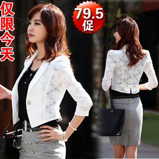 2012 slim half sleeve lace blazer elastic coat short design