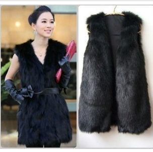 2012 slim rabbit fur coat imitation wool vest medium-long vest female