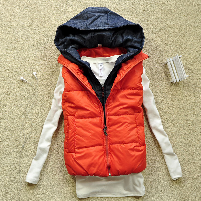 2012 slim silk cotton vest female hooded vest cotton vest bread vest female