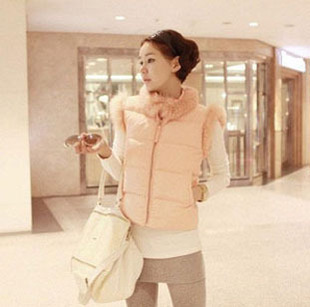 2012 slim wadded jacket vest rabbit fur women's short design small wadded jacket vest outerwear