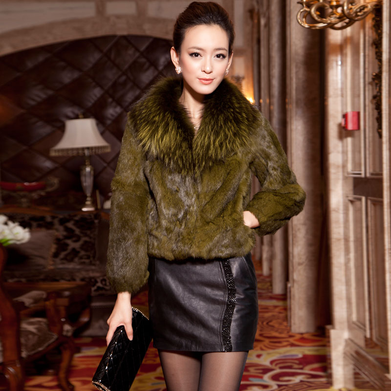 2012 slim women's rabbit fur coat female short design fur overcoat