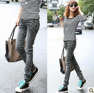 2012 smoky grey scrub tight skinny pants pencil pants jeans 5514