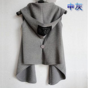 2012 ! solid color sleeveless vest cape hooded cardigan