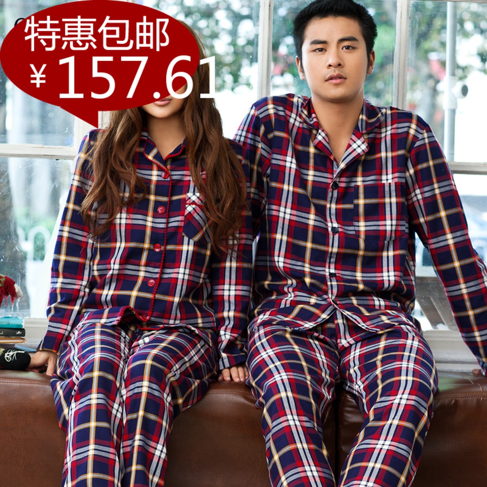 2012 song arrail lover fashion plaid lovers sleepwear casual long-sleeve lounge set