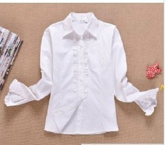 2012 specail offer Agaric lace nrament OL dress shirt white cotton free size blouse / shirt women free shipping