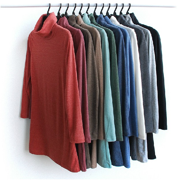 2012 spring 100% medium-long cotton long-sleeve turtleneck knitted basic shirt new arrival 9