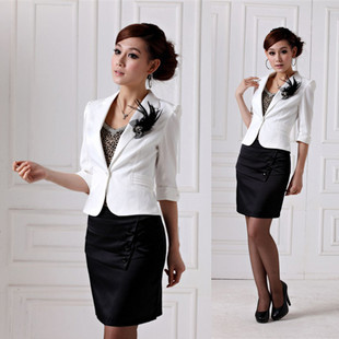 2012 spring and autumn black ol fashion outerwear professional women's formal professional skirt blazer