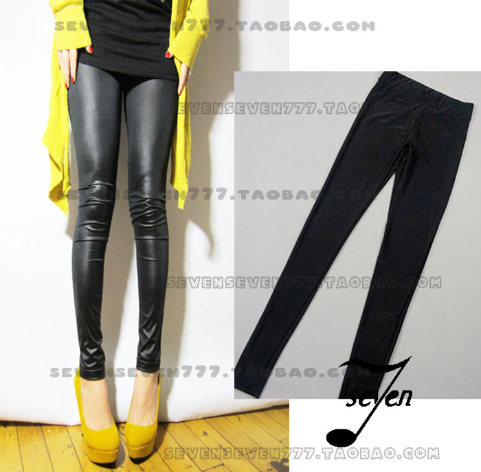 2012 spring and autumn breathable thin matte black smooth silky legging summer tight leather pants