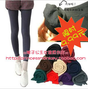 2012 spring and autumn candy color velvet brushed plus velvet pants step pantyhose legging stockings nine-socks