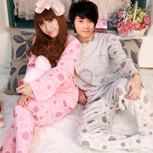 2012 spring and autumn cartoon lovers sleepwear male women's long-sleeve lounge set