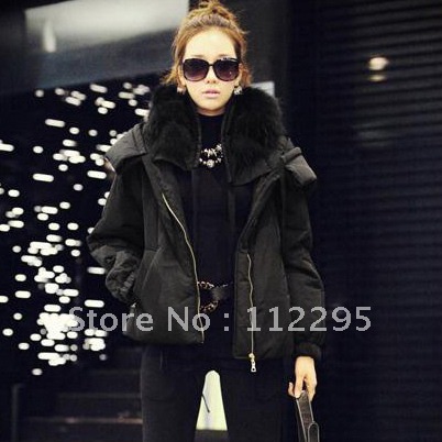 2012 spring and autumn casual thickening short design wadded jacket fur collar peter pan collar overcoat cotton-padded coat