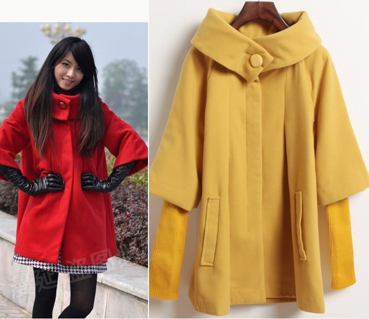 2012 spring and autumn cloak sheep trophonema overcoat women's woolen outerwear trench loose