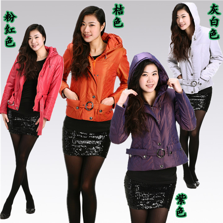 2012 spring and autumn cotton-padded jacket belt casual wadded jacket Women women's end of a single clothes women's