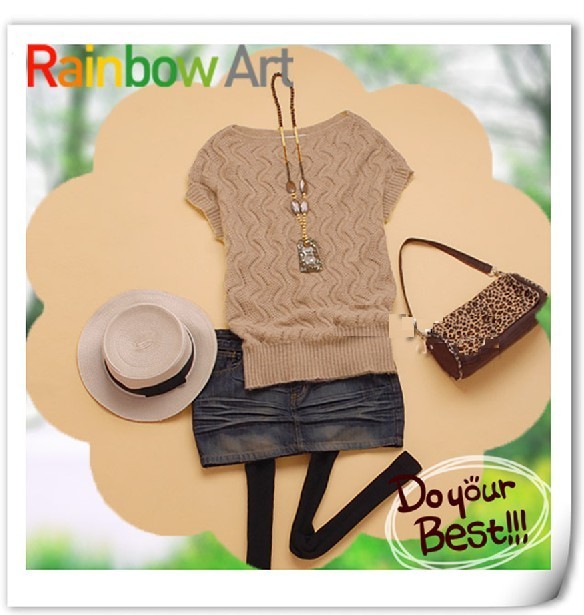 2012 spring and autumn cutout slit neckline sweater batwing sleeve vest sweater outerwear (WC008)