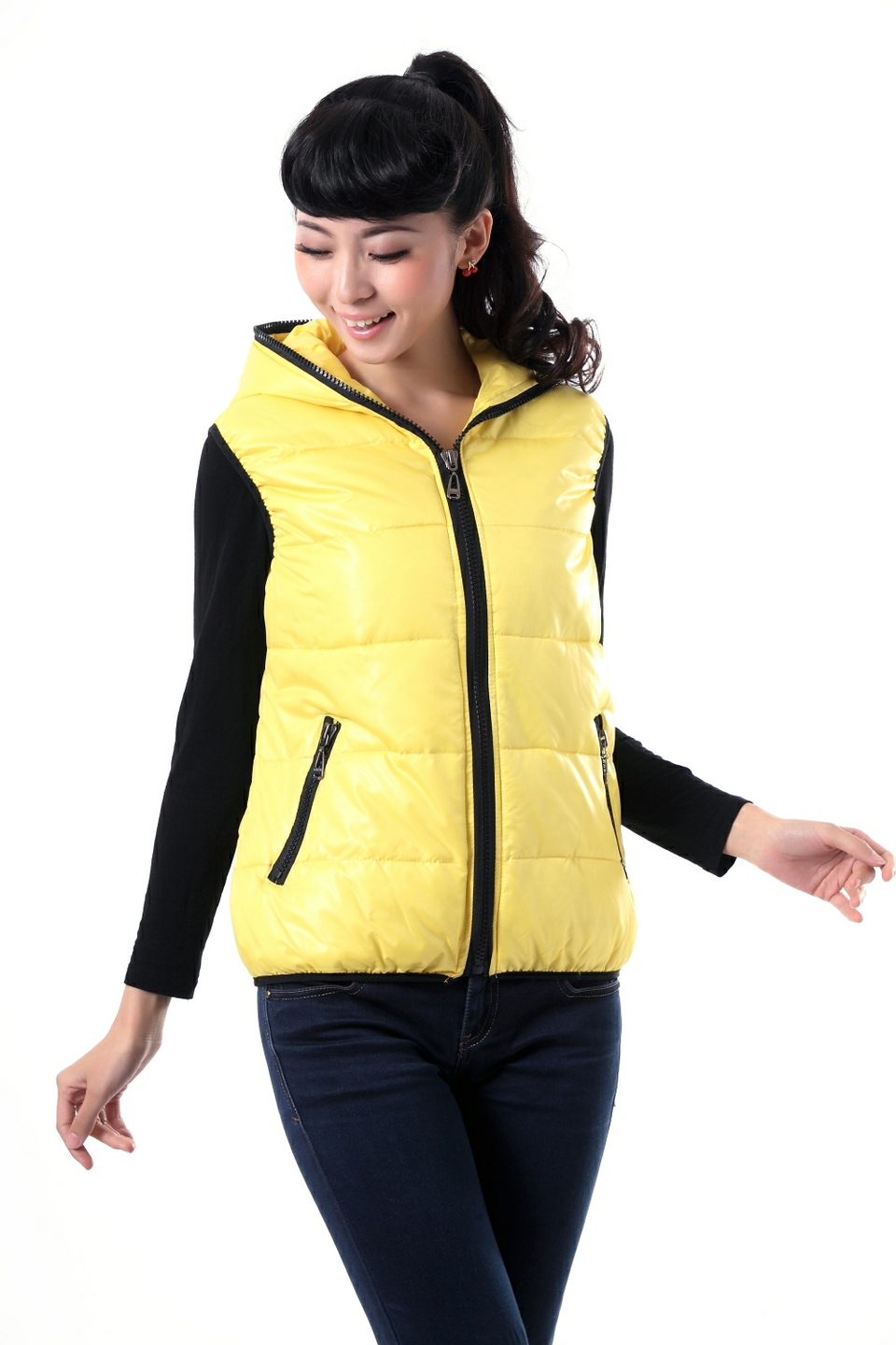 2012 spring and autumn down cotton vest women's with a hood fashion Women vest women's kaross vest